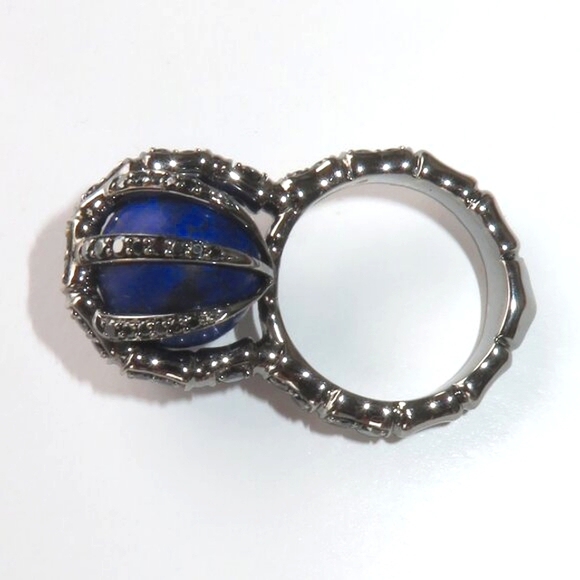 Stephen Webster "Verne" Bone Lapis Black Diamond 18k Gold Ring - Picture 4 of 17